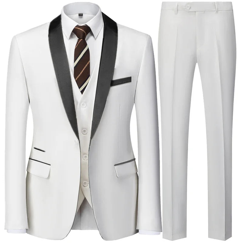 Conjunto de tres piezas para fiesta de boda de otoño para hombre