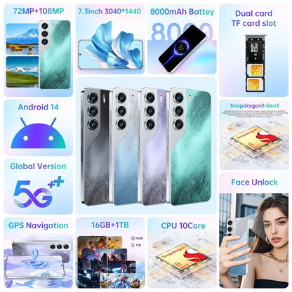 Teléfono inteligente C40 Pro original con Android 14, 8000 mAh, 108 MP