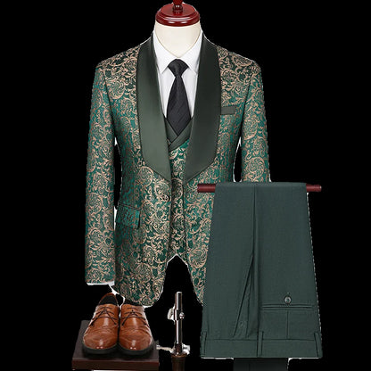 Traje de tres piezas informal de negocios de estilo británico para hombre