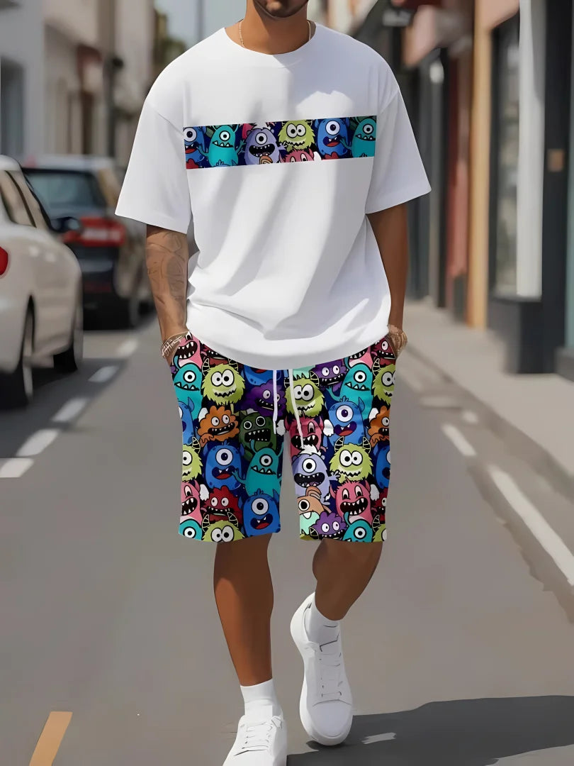 Conjunto informal de verano con estampado de dibujos animados