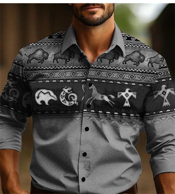 Camisa de manga larga estilo occidental para hombre, nueva, ajustada