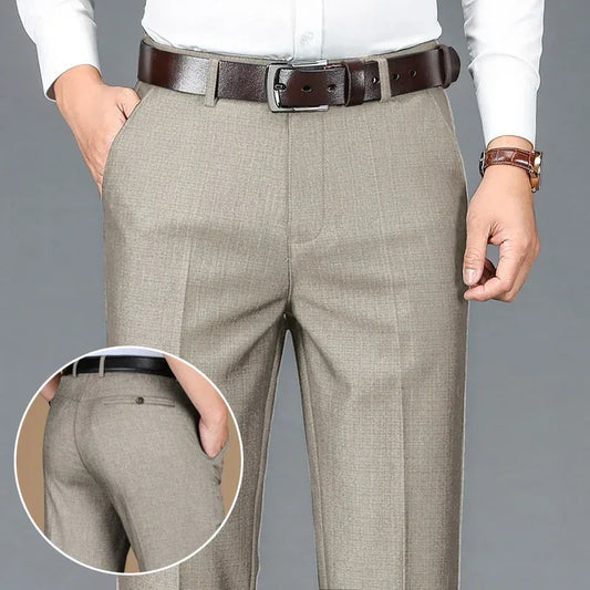 Pantalones de traje de negocios para hombre, de pierna estrecha y recta
