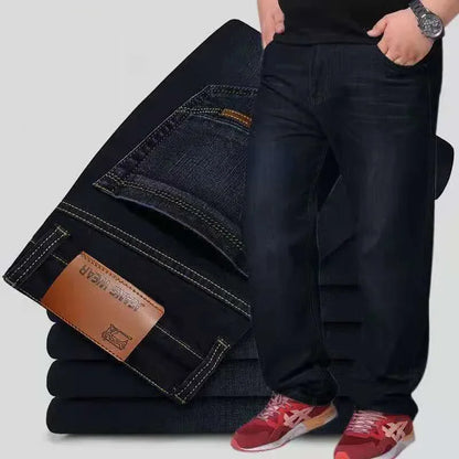Pantalones vaqueros negros de talla grande para hombre, holgados