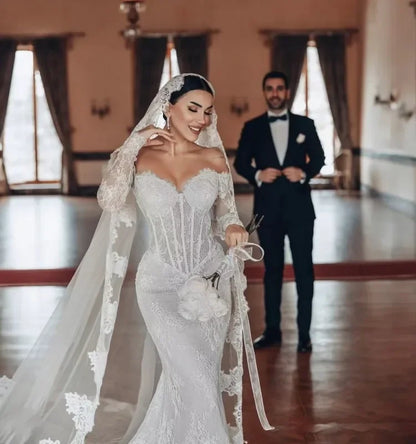Vestidos de novia elegantes de sirena personalizados Flavinke 2025