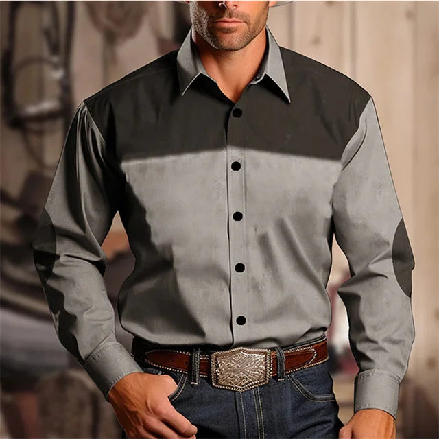 Camisa de manga larga estilo occidental para hombre, nueva, ajustada
