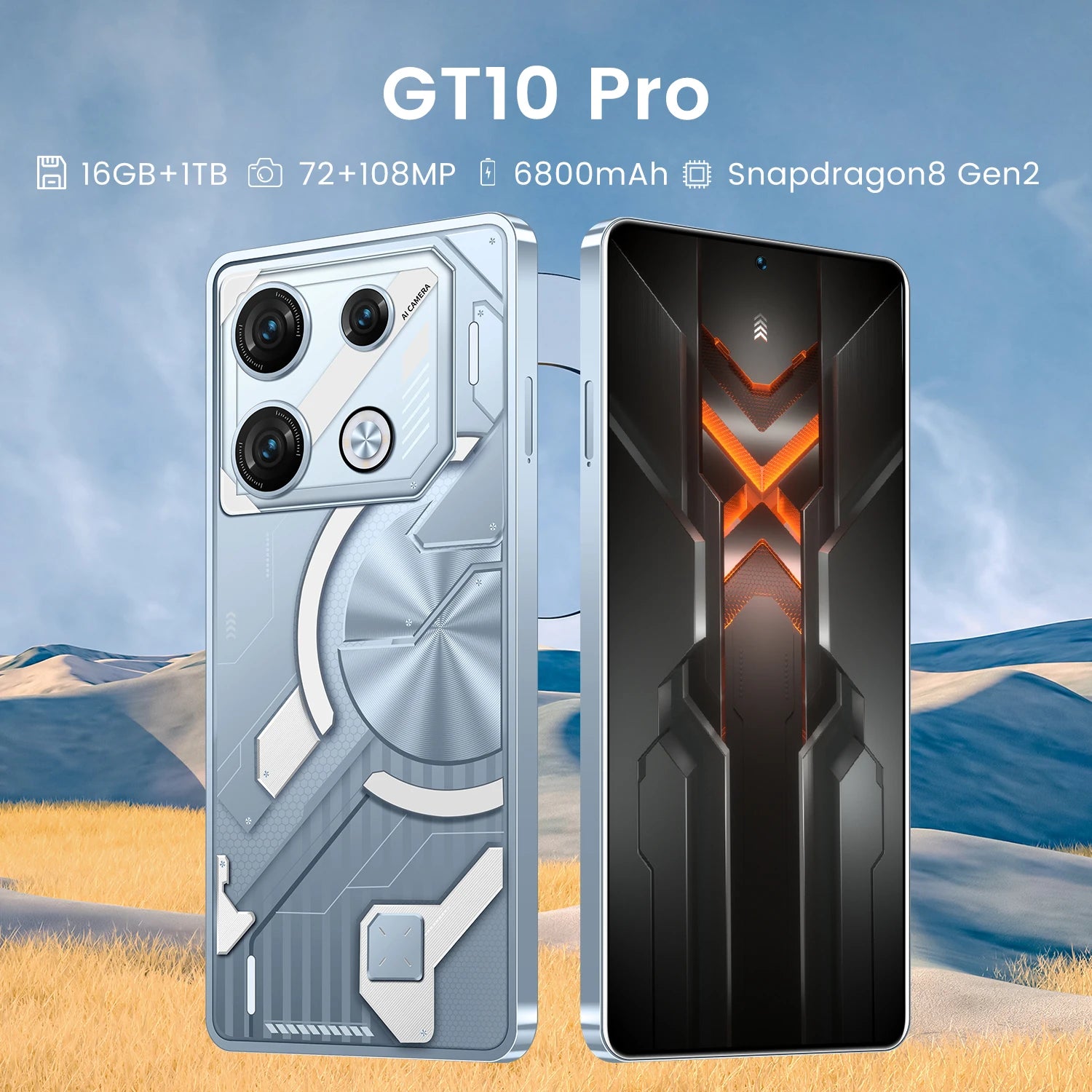 Nuevo teléfono inteligente GT10 Pro original 7.3HD 16G + 1T 5G Dual Sim