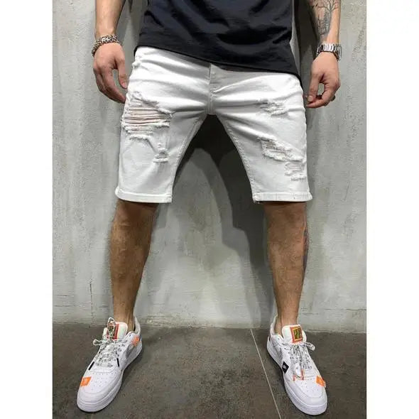 Pantalones cortos vaqueros negros de pierna ancha para hombre