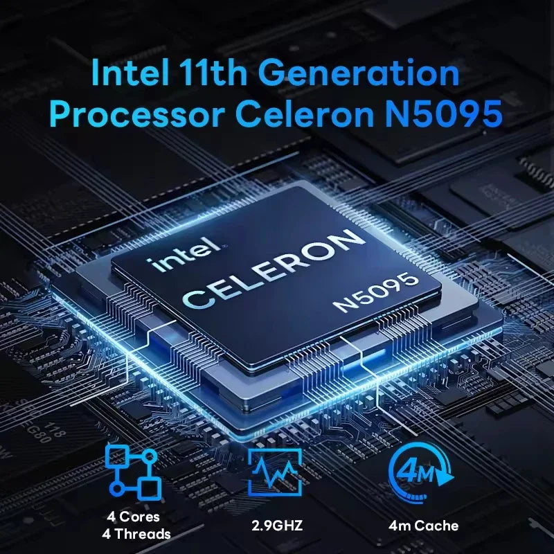 Portátil de 14,1" con Intel Celeron N5095, 16 GB DDR4, 512 GB SSD de 1 T