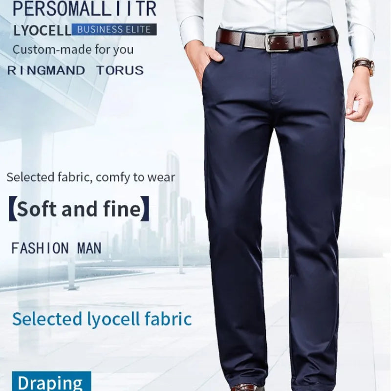 Pantalones de traje de seda de hielo para hombre Pantalones holgados