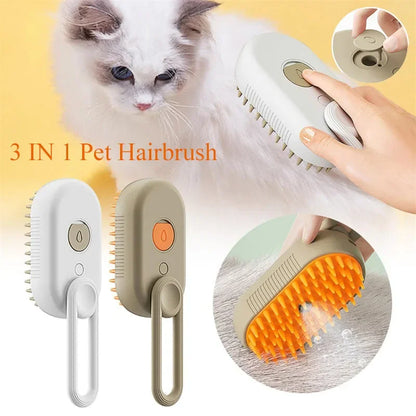 Cepillo de vapor eléctrico 3 en 1 para mascotas, cepillo de limpieza para perros