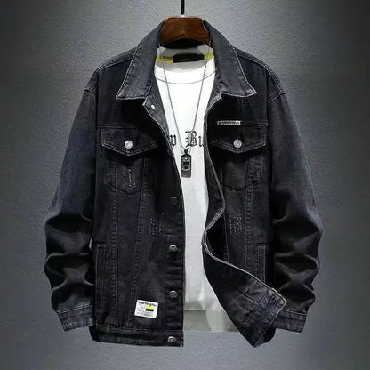 Abrigo vaquero para hombre, chaqueta vaquera gris