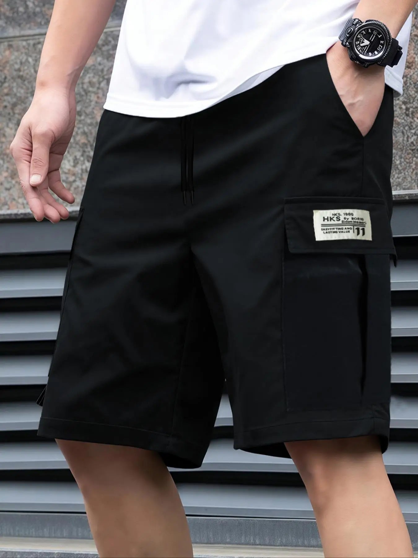 Pantalones cortos deportivos casuales lisos para hombre
