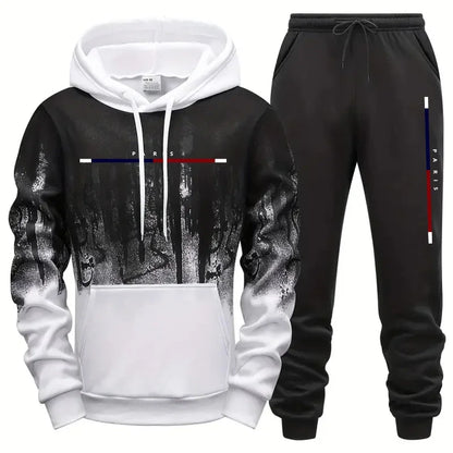 Conjunto de chándal con capucha de 2 piezas para hombre, de moda