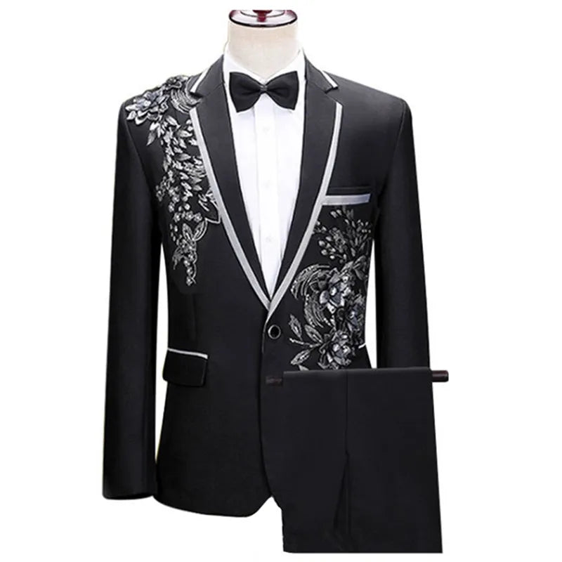 (Chaqueta + Pantalones) Trajes de boda para hombre, banquete, fiesta
