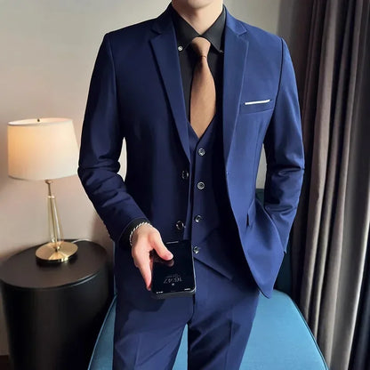 Traje (Blazer + Chaleco + Pantalones) para hombre, estilo británico