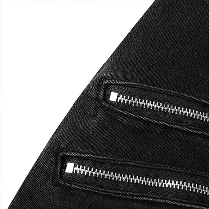 Pantalones vaqueros largos, ajustados y rotos de motociclista para hombre
