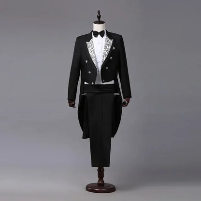 Traje de esmoquin para hombre, estilo vintage, formal, frac