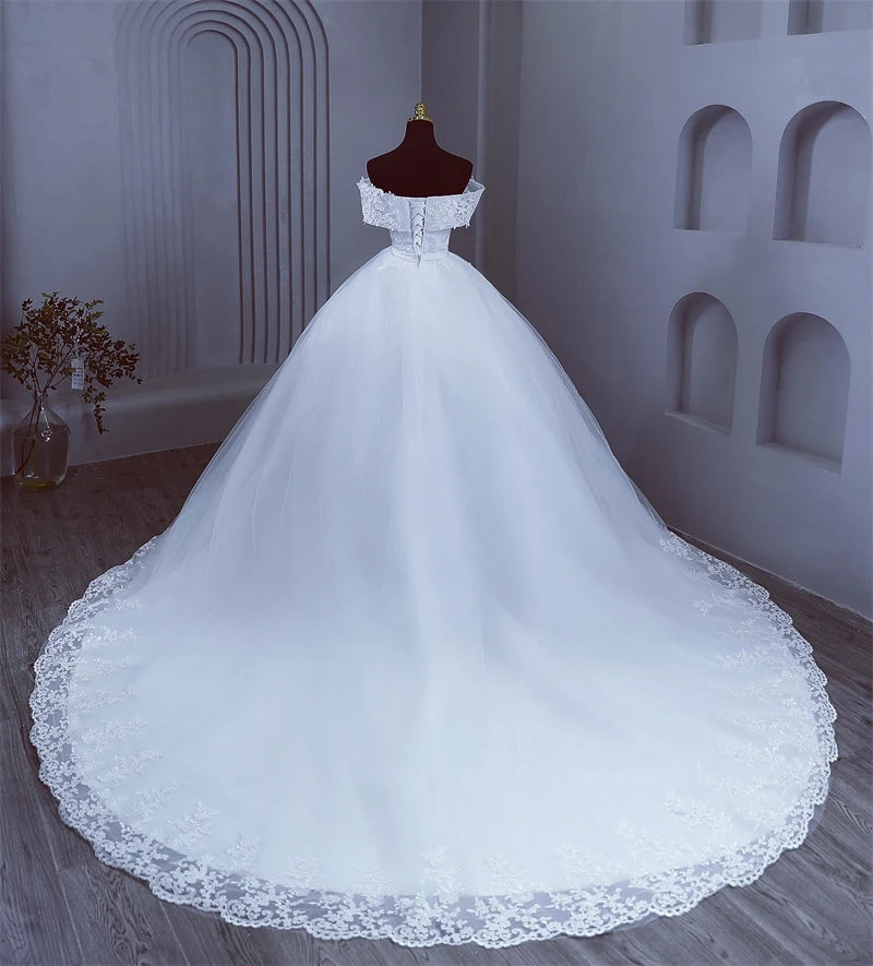 Vestidos de novia blancos de talla grande, vestidos de novia con hombros