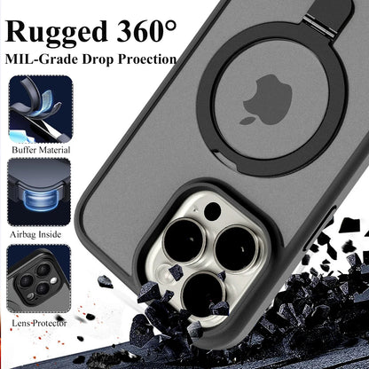 Funda magnética para teléfono móvil con soporte de anillo para iPhone 16,