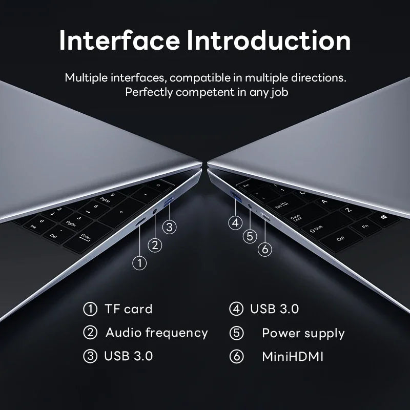 Portátil de 14,1" con Intel Celeron N5095, 16 GB DDR4, 512 GB SSD de 1 T
