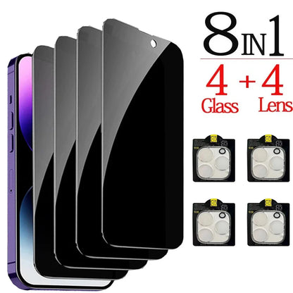 1~4 protectores de pantalla de vidrio antiespía para iPhone 17, 16, 15, 14 y 13