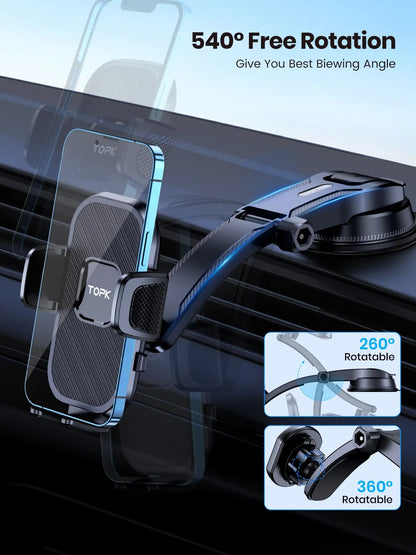 Soporte de teléfono para coche TOPK, soporte de gravedad para iPhone