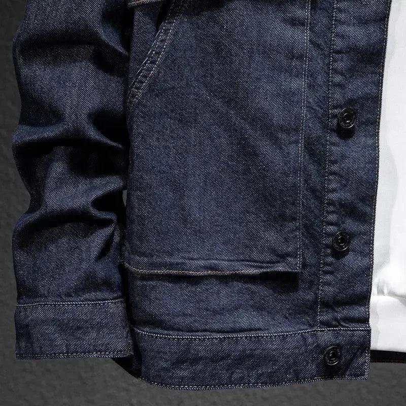 Abrigo vaquero para hombre, chaqueta vaquera gris