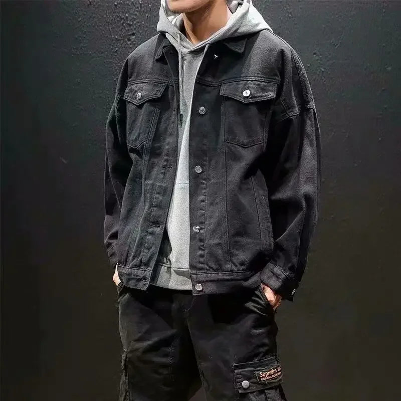 Chaqueta vaquera de otoño para hombre, abrigos vaqueros