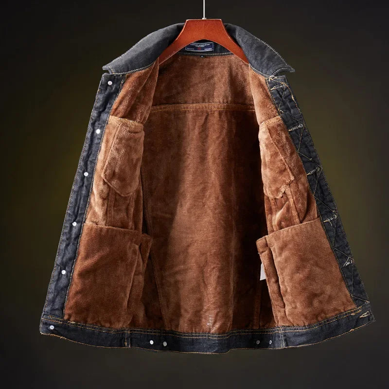 Chaquetas vaqueras de invierno para hombre, abrigos gruesos