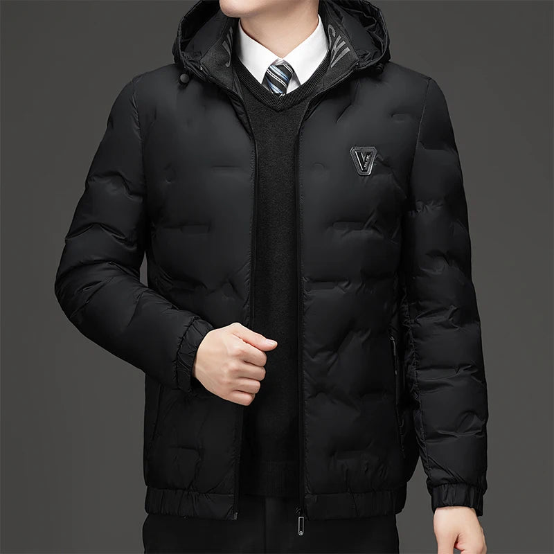 Parkas informales ajustadas con capucha para hombre, moda de otoño