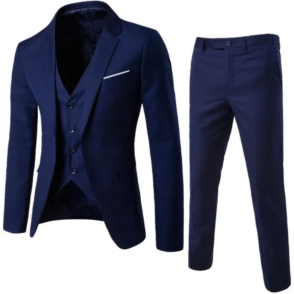 Traje de tres piezas para hombre, estilo formal de negocios, corte entallado