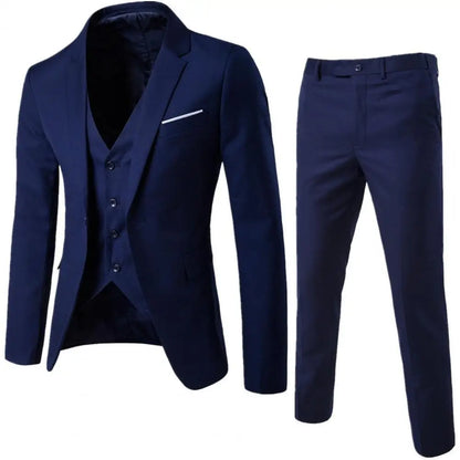Traje de tres piezas para hombre, estilo formal de negocios, corte entallado
