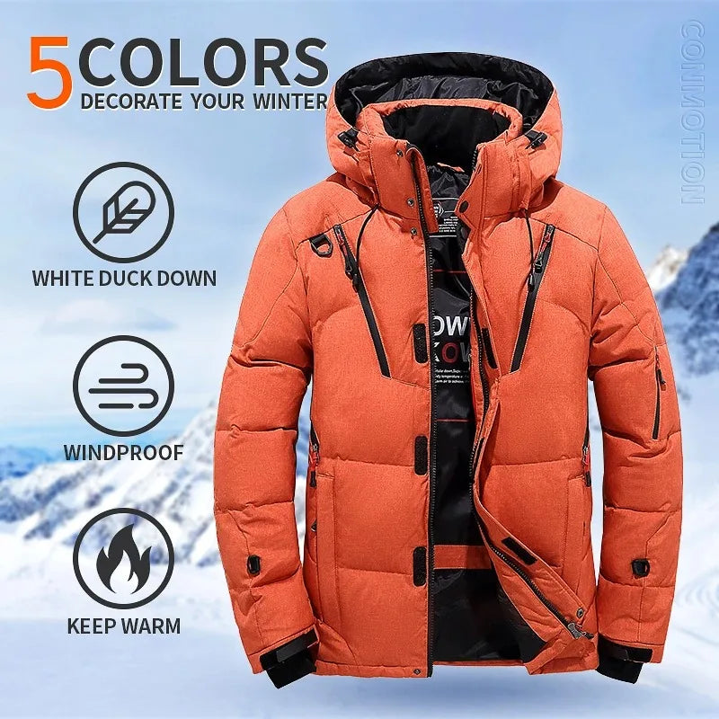 Chaqueta de plumón de pato blanca de invierno para hombre