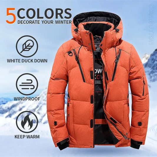 Chaqueta de plumón de pato blanca de invierno para hombre