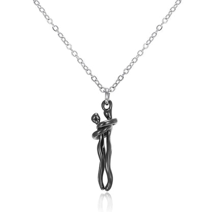Collar de moda con colgante de abrazo para hombre y mujer, gargantilla