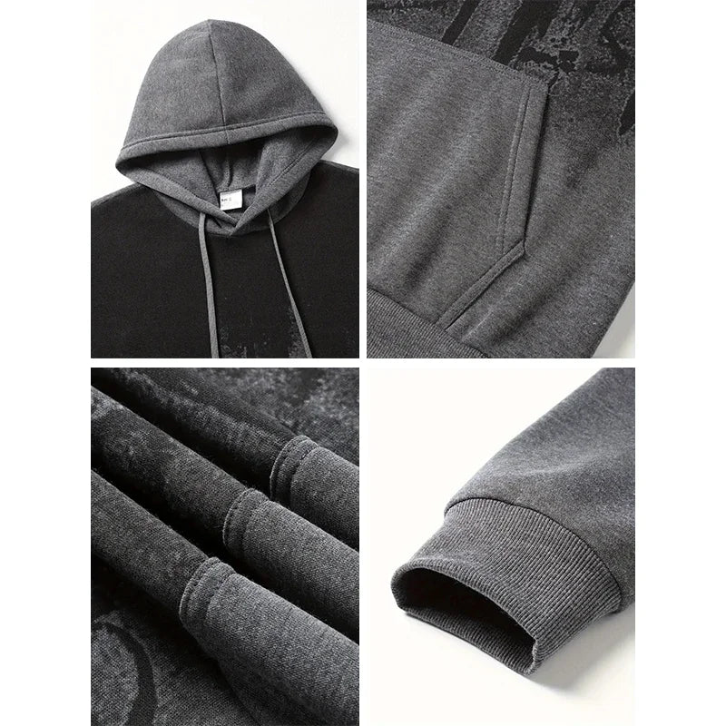Conjunto de chándal con capucha de 2 piezas para hombre, de moda