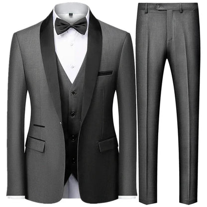 Conjunto de tres piezas para fiesta de boda de otoño para hombre