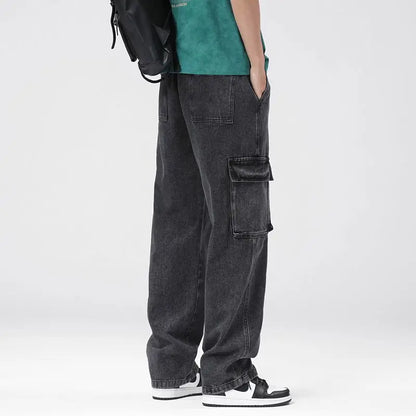 Pantalones vaqueros cargo rectos y holgados para hombre