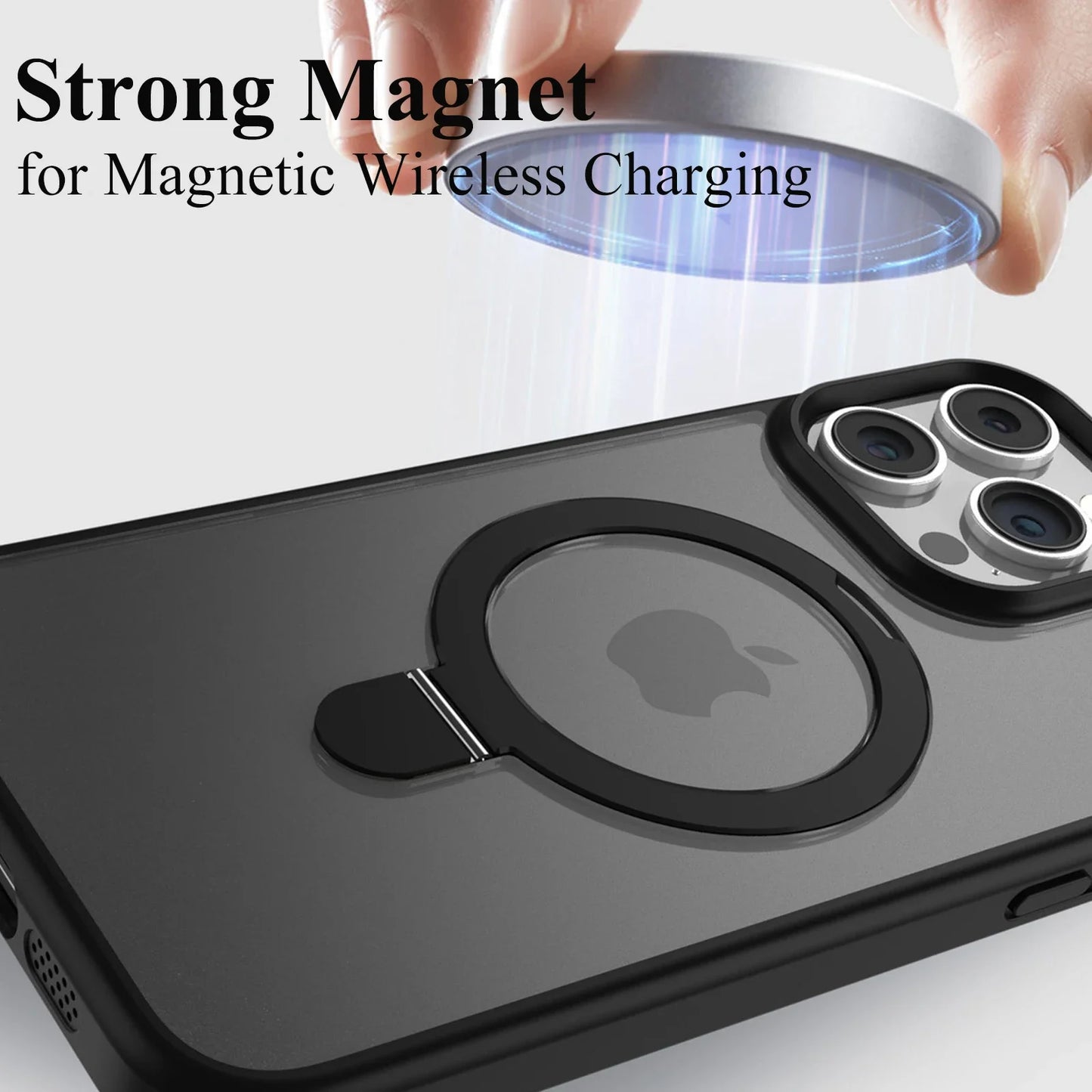 Funda magnética para teléfono móvil con soporte de anillo para iPhone 16,
