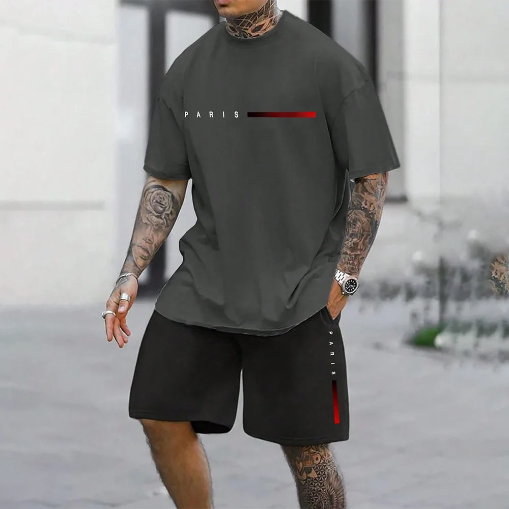 Conjunto de camiseta casual 3D para hombre, ropa deportiva de talla grande