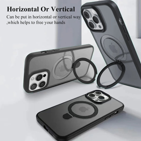 Funda magnética para teléfono móvil con soporte de anillo para iPhone 16,