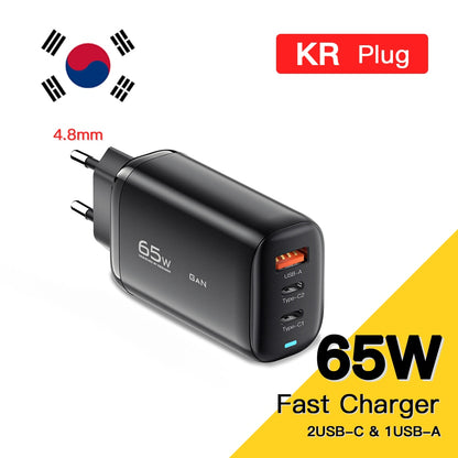 Cargador USB tipo C Essager GaN de 65 W para portátil, carga rápida PPS de 45