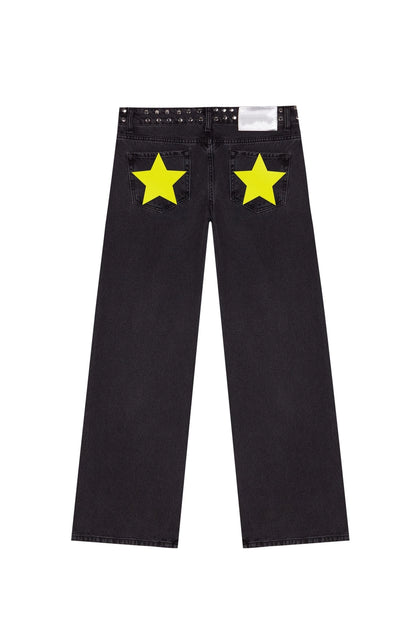 Pantalones vaqueros vintage con estampado de estrella de cinco puntas