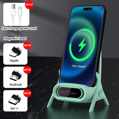 Mini silla con cargador inalámbrico, soporte estable para teléfono