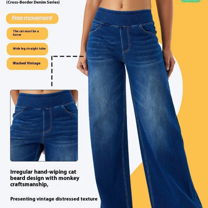 Pantalones vaqueros anchos de talla grande para mujer