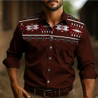 Camisa de manga larga estilo occidental para hombre, nueva, ajustada