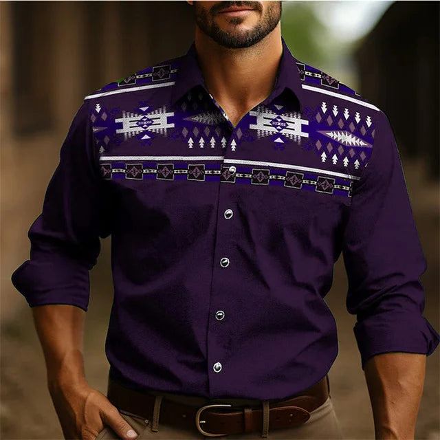 Camisa de manga larga estilo occidental para hombre, nueva, ajustada