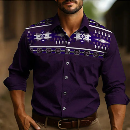 Camisa de manga larga estilo occidental para hombre, nueva, ajustada