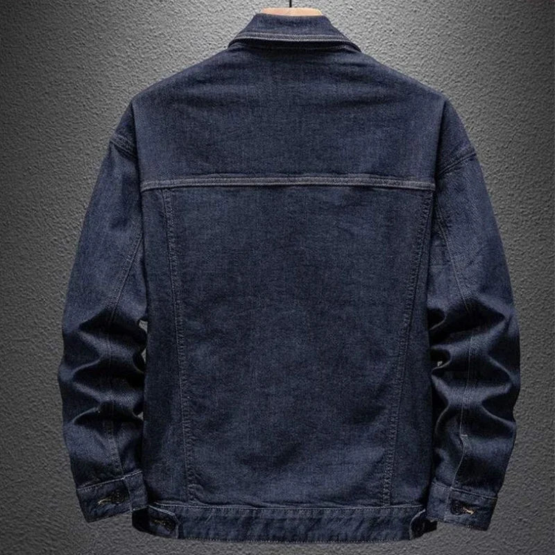 Abrigo vaquero para hombre, chaqueta vaquera gris