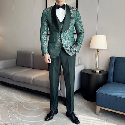 Traje de tres piezas informal de negocios de estilo británico para hombre